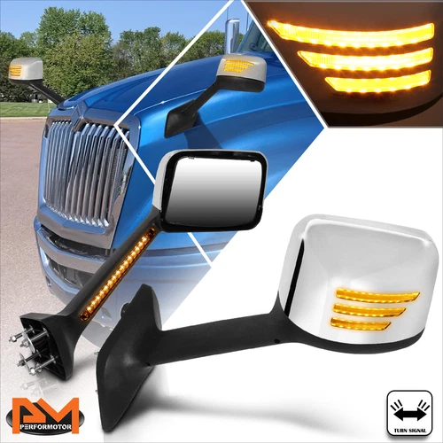 For 18-24 International Harvester HV607 HV613 Sequential LED Signal Hood Mirrors