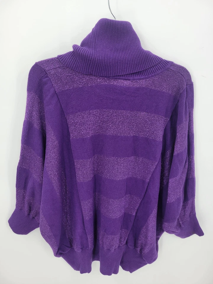 Suéter Lane Bryant Mujer Plus 18 20 Púrpura Tonal Rayas Capucha Cuello Slouchy Boho Foto 2 de 4