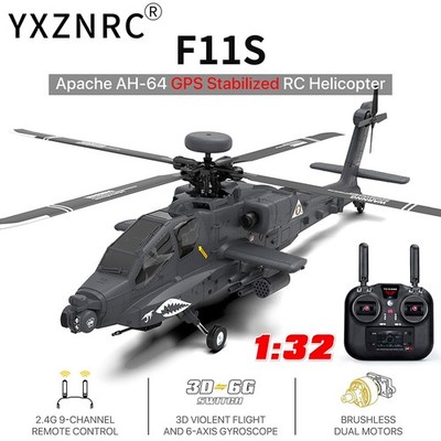 YXZNRC RC Helicopter AH-64D Apache 2.4G 9CH 6-Axis Gyro 3D GPS Aircraft UPS/DLH