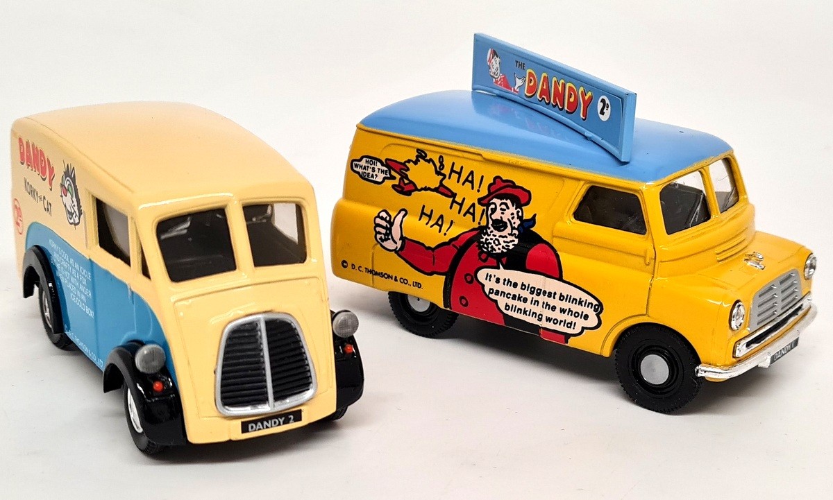 Corgi 1/43 Bedford CA and Morris J Delivery Van Set Dandy Comic Desperate Dan