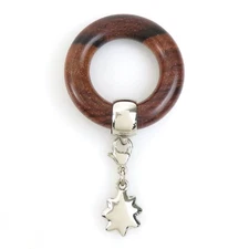 Hermes Scarf Ring Starry Journey Limited Used Brown Silver Wood Metal Jewelry