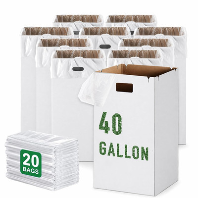 40 Gallon Disposable Cardboard Trash Cans , Extra Strong Corrugated Garbage