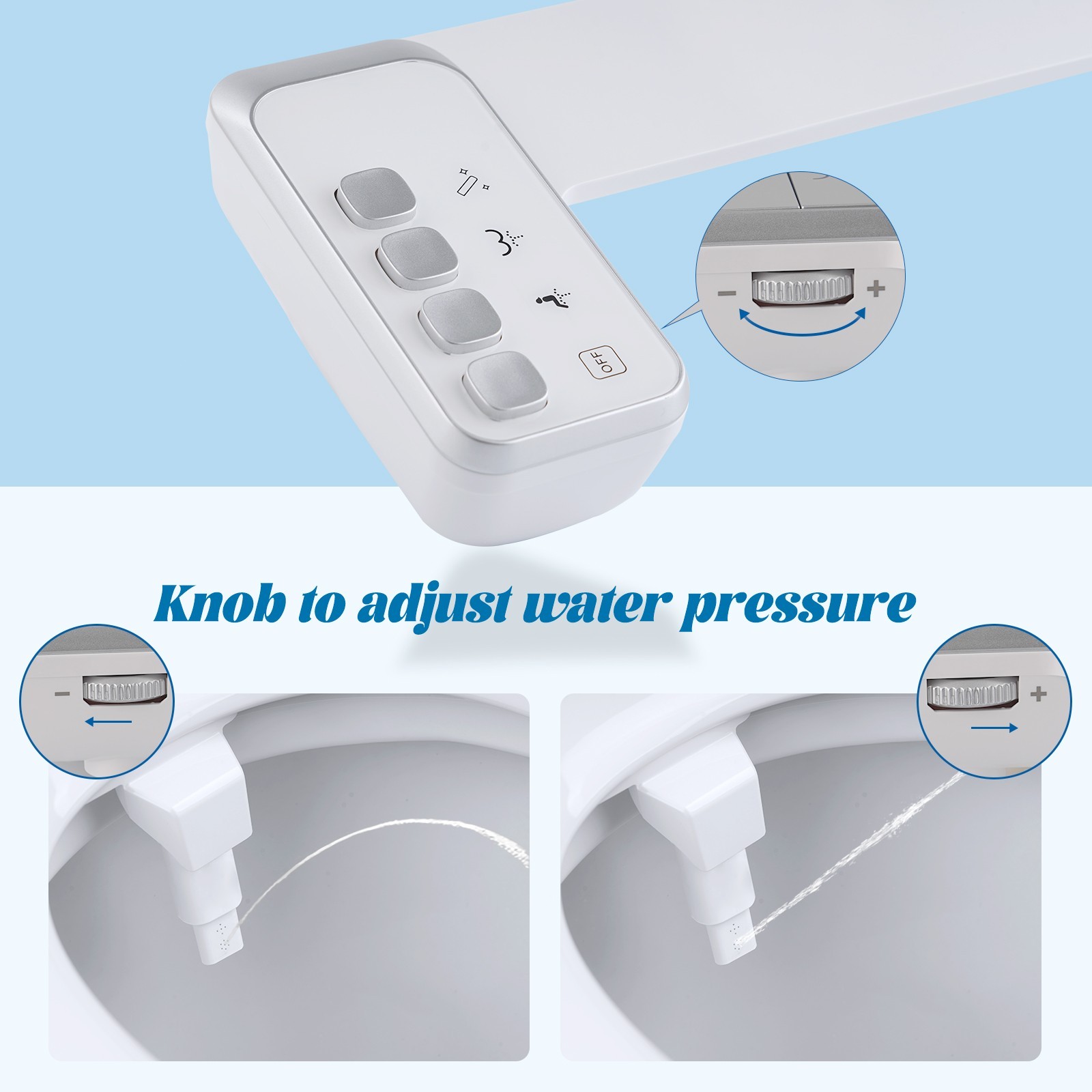 Hibbent Bidet Attachment for Toilet Dual Nozzle Adjustable Pressure Non-Electric