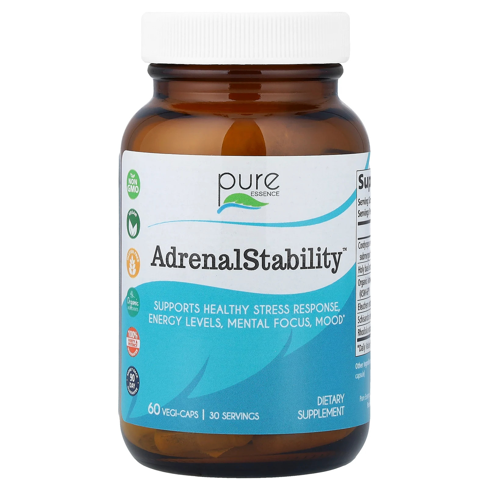 Pure Essence AdrenalEssence 60 Veggie Caps Dairy-Free Gluten-Free No 8790₽