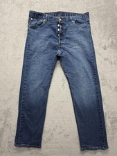 Levis 501 Jeans Mens Measured 36x28 Medium Wash Button Fly Straight Leg Stretch