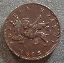 Ionian Islands, Copper 1 Lepta, 1862, toned w/ rim nick