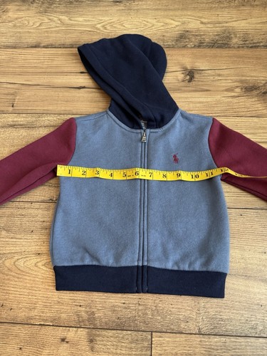Ralph Lauren Hoodie Toddler Boy 12M Full Zip Hooded Sweatshirt Blue Color Block - Picture 2 of 7