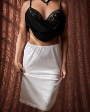 1950s white lace slip skirt