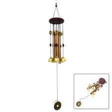 Handmade Wind Chime Metal Tubes Wood Top Copper Pipes Outdoor Garden Bell Charm