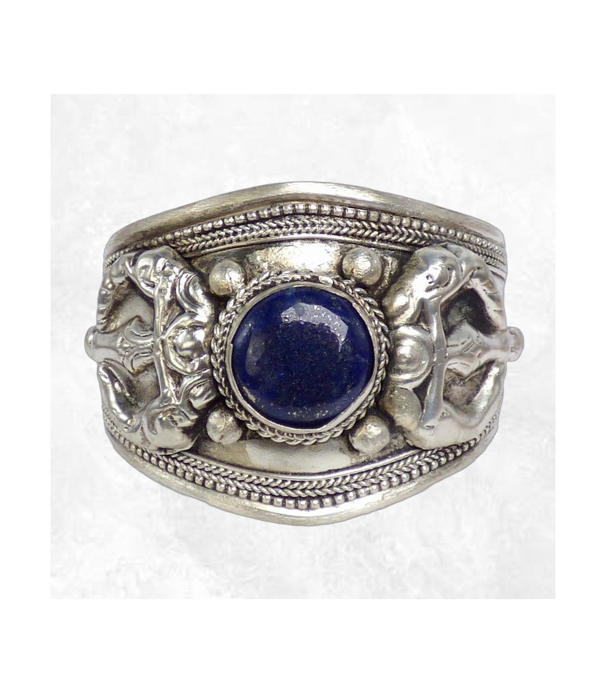 Gros bracelet bouddhiste lapis lazuli idée cadeau spirituel homme femme 7587.7