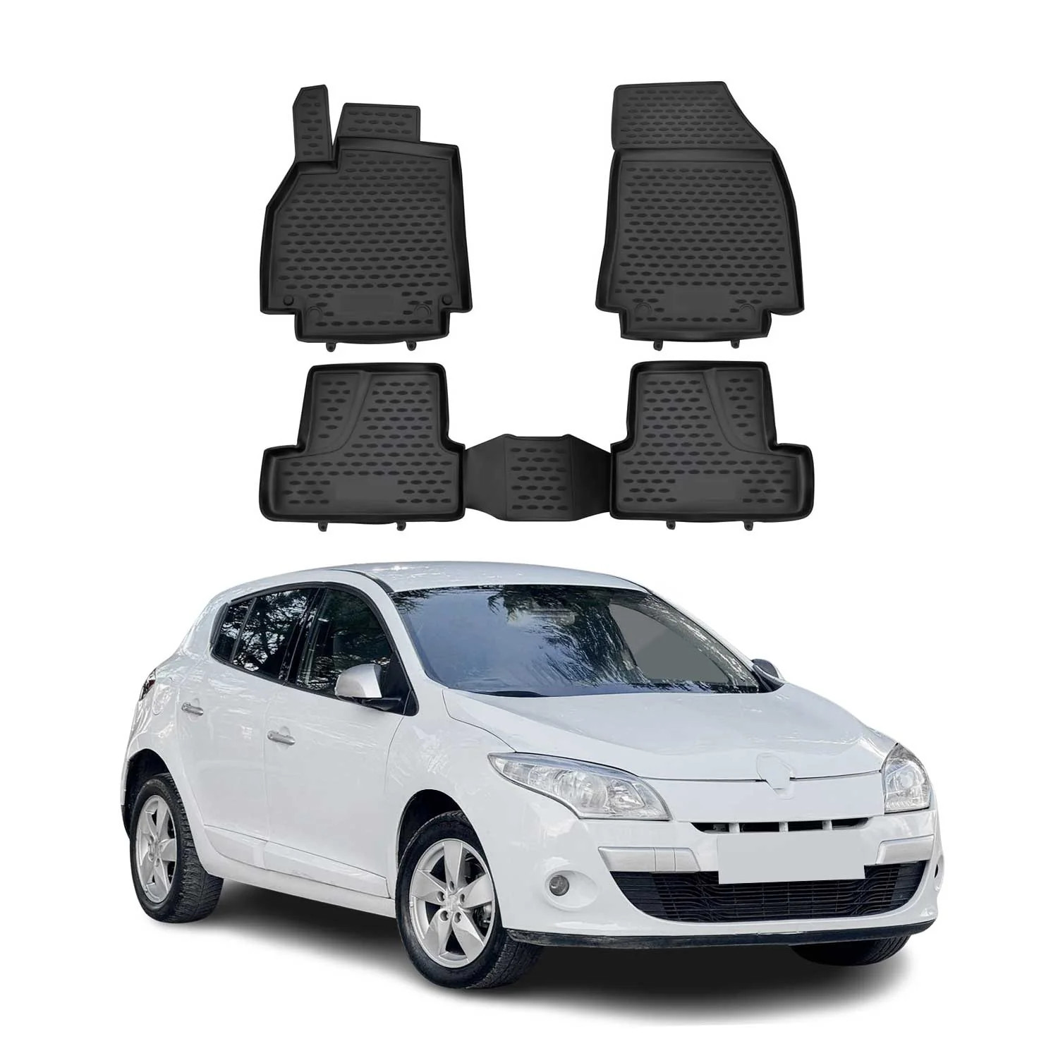 Tapis de sol Renault Megane 2009-2016 OMAC en caoutchouc haut de gamme premium noir