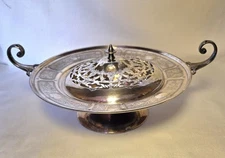 Vintage MidSilCraft EPNS Silverplate Covered Compote Centerpiece Ornate Pierced 
