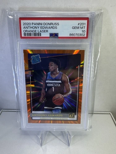 2020 Anthony Edwards RC Panini Donruss Orange Laser Rookie PSA 10 Gem Mint