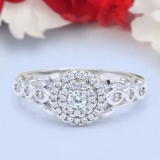 2CT Round Cut Lab Created Diamond Women's Engagement Ring 14K White Gold Plated