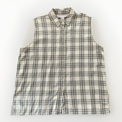 Silk Exchange Plus Vintage Plaid Sleeveless Top size 24W