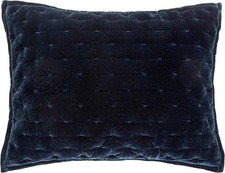 HiEnd Accents Stella Faux Silk Velvet Pillow Sham, King, 21x34 inch, Midnight