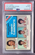 San Antonio Spurs Team Leaders Card 1975 Topps Basketball #284 Gervin PSA 6