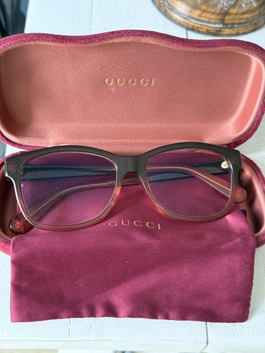 Gucci Transparent Eyewear with Burgundy Case Burgundy is the moment. This season main image 3