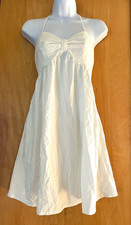 WOMEN'S SHEIN WHITE 100% COTTON SLEEVELESS BABYDOLL DRESS HALTER SUNDRESS - S