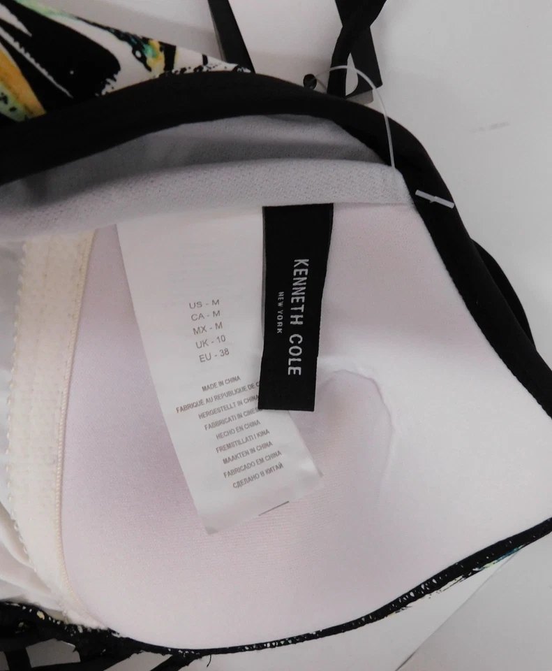 Novo traje de banho Kenneth Cole preto branco verde barriga toner $83rt tamanho M - Imagem 3 de 4