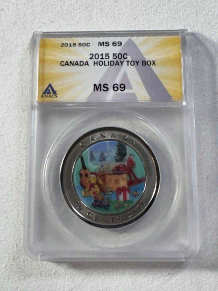 2015 Canada 50 Cents Holiday Toy Box Lenticular Coin Graded MS 69 by ANACS - Image 4 of 4