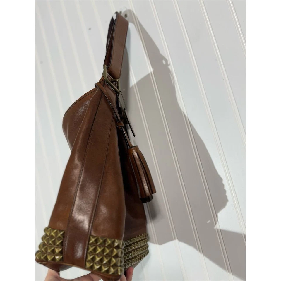 Coach Kristin Studded Leather Hobo Bag Brown Brass Studs Shoulder Purse VTG - Image 4 of 4