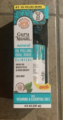 GuruNanda Coconut Mint Oil Pulling Mouthwash Essential Oils & Vitamins 8 oz. NEW
