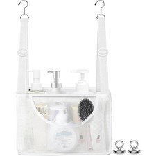 PVC Mesh Hanging Shower Caddy Organizer with 2 Magnetic Hooks Portable