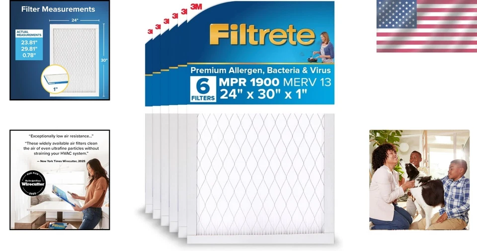 6-Pack 24x30x1 MERV 13 Electrostatic Filters - Bacteria & Allergen Protection - Image 2 of 4
