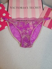 VTG Victoria's Secret Sheer Shimmer Lace Low Rise String Bikini Panty Size M