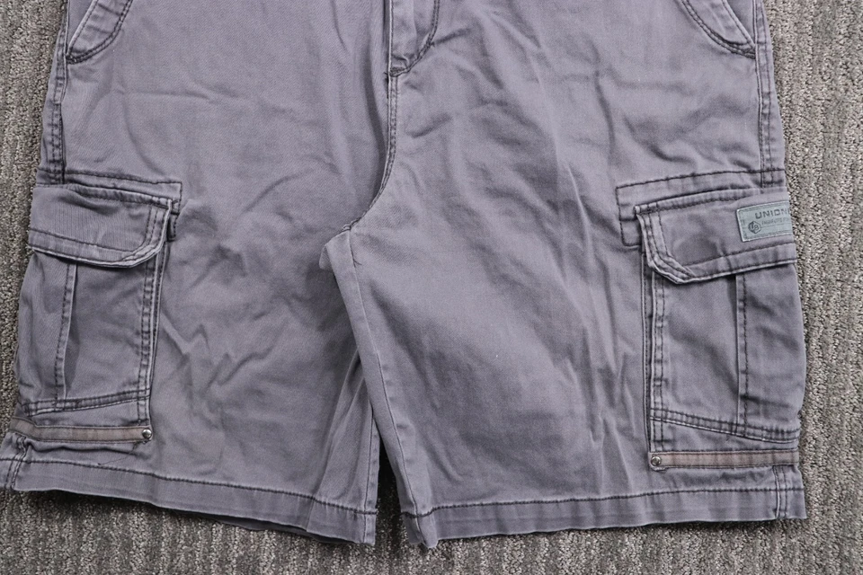 Pantalones Cortos Carga Sueltos Y2K Unionbay Para Hombre 42x10 Pierna Ancha Patinador Grunge Gris Utilitario Foto 3 de 4