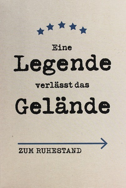 Rente Karte GlüCkwunschkarte GrußKarte Ruhestand Pension Abschied Legende-image