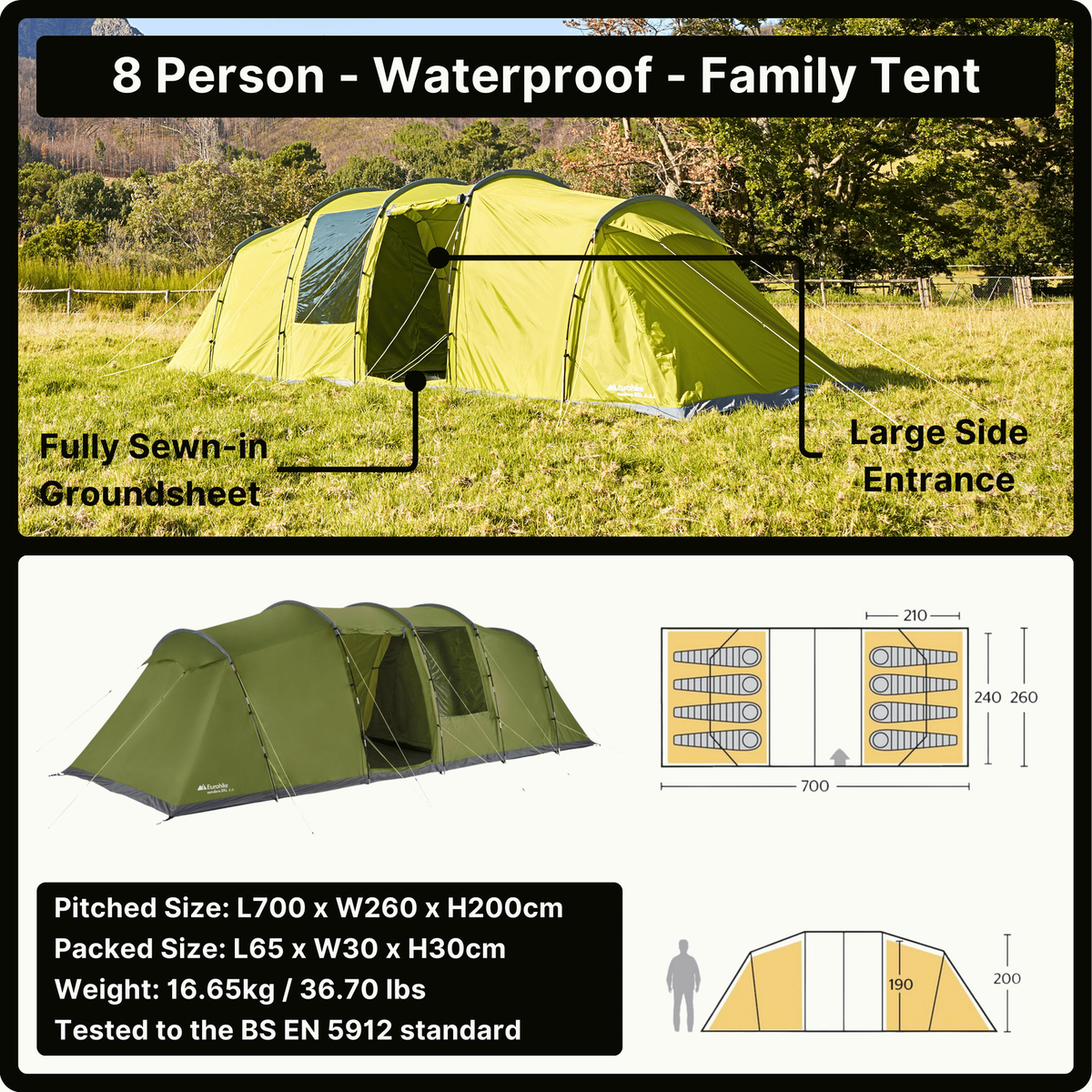 Eurohike Tents Man Canopy Eurohike Sendero 8XL Tent Green For Sale