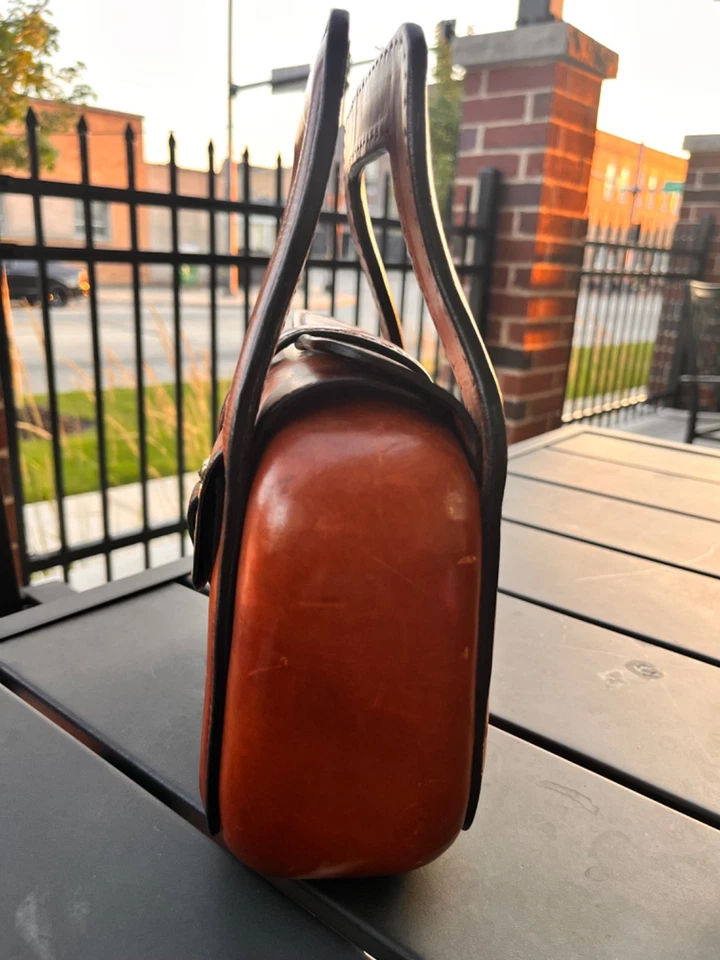Bolso colgante de cuero italiano Ritz Saddler raro cosido a mano Foto 3 de 4