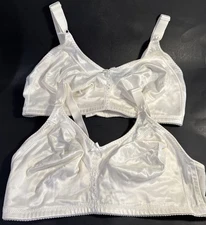 2 Just My Size Bra White Satin Soft Cup Size 42 DD Full Figure 85447 Style 1964