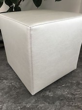 Upholstered Stool Stool Cube Seat Stool Lounge Furniture Pouffe 45x45x45 Silver Skai