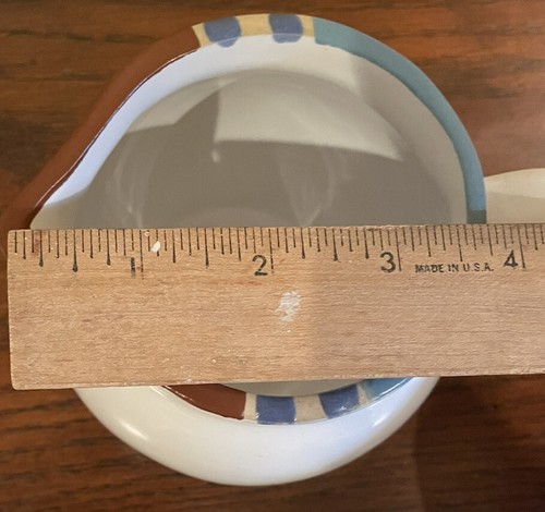 Dansk White Mesa Creamer Ceramic Japan White Blue Brown & Aqua 3.5” Tall - Picture 5 of 8