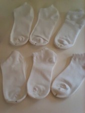 Vintage Cotton FrillyTop, No show White Socks Size 9-11, 6 Pairs