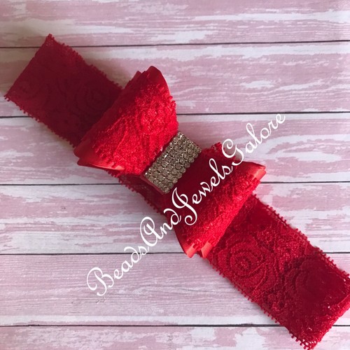 Baby headband toddler headband lace headband rhinestone bow headband photo prop - 第 9/12 張圖片
