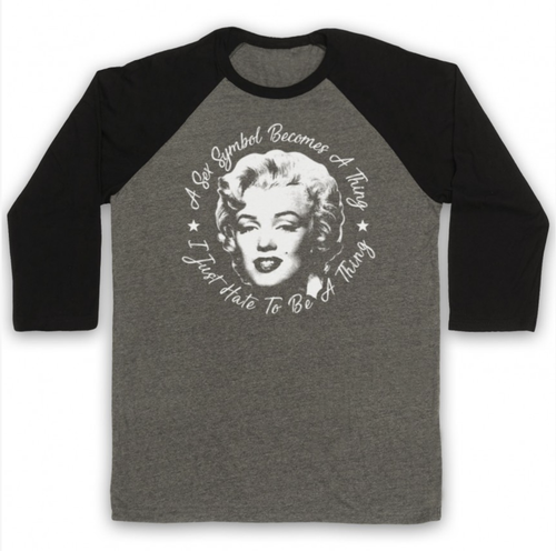 MARILYN MONROE SEX SYMBOL RETRO UNOFFICIAL I HATE TO BE 3/4 SLEEVE BASEBALL TEE - Picture 18 of 20