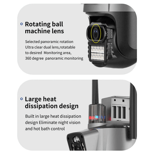 Dual Lens WiFi IP Camera Wireless Outdoor CCTV PTZ Home Security IR Cam ICSEE - Picture 17 of 17