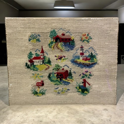 Vintage 1950er Vermont Wahrzeichen Nadelspitze Bild komplett montiert 10” x 8” - Bild 1 von 9