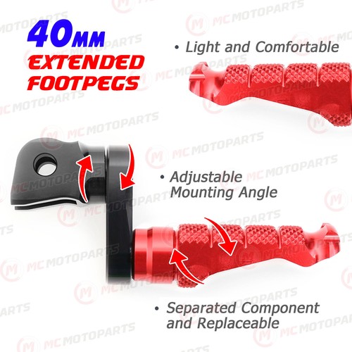 RED MCCP 40mm Extension Front Footpegs For Kawasaki ER-6F 06-08 07
