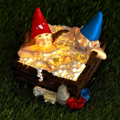 Solar Garden Gnome Bubble Bath Ornament Funny Waterproof Novelty Resin Bathtub F - Picture 6 of 12
