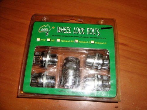 LOCKING SECURITY CHROME WHEEL NUTS 12mm x 1.5 set of 4 with Key,,, with washer - Picture 2 of 5