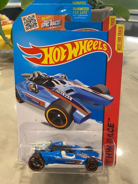 2015 Hot Wheels #182 HW Race-Track Aces Honda Racer Auto Blau/Weiß 1:64-image