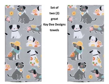 KAY DEE DESIGNS Dog Patch R4640 Set of (2) Two Dual Purpose Terry Towels~16"x26″