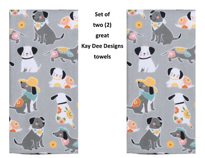 KAY DEE DESIGNS Dog Patch R4640 Set of (2) Two Dual Purpose Terry Towels~16''x26 