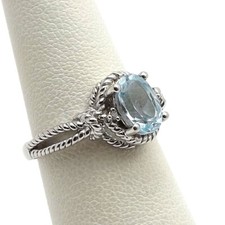 Sterling Silver Blue Topaz December Birthstone Diamond Accent Ring sz6