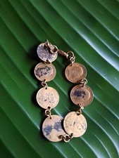 Vintage Gold Colour bracelet 1908 Edward V coins Rare 3 Crown Antique No Marking